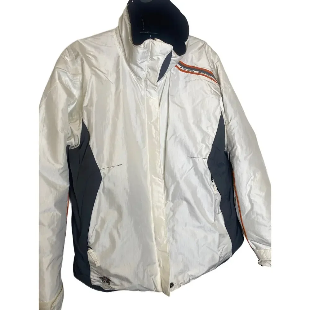 Rossignol Cream Gray Unisex Ski Jacket Sz Men’s Lg/Women’s XL Zipper Hood Warm